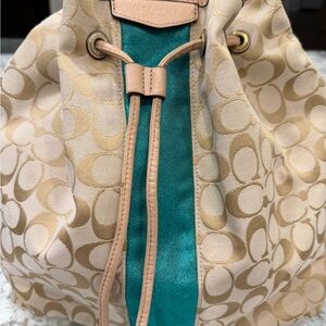 Coach Tan and Teal Women's Backpack